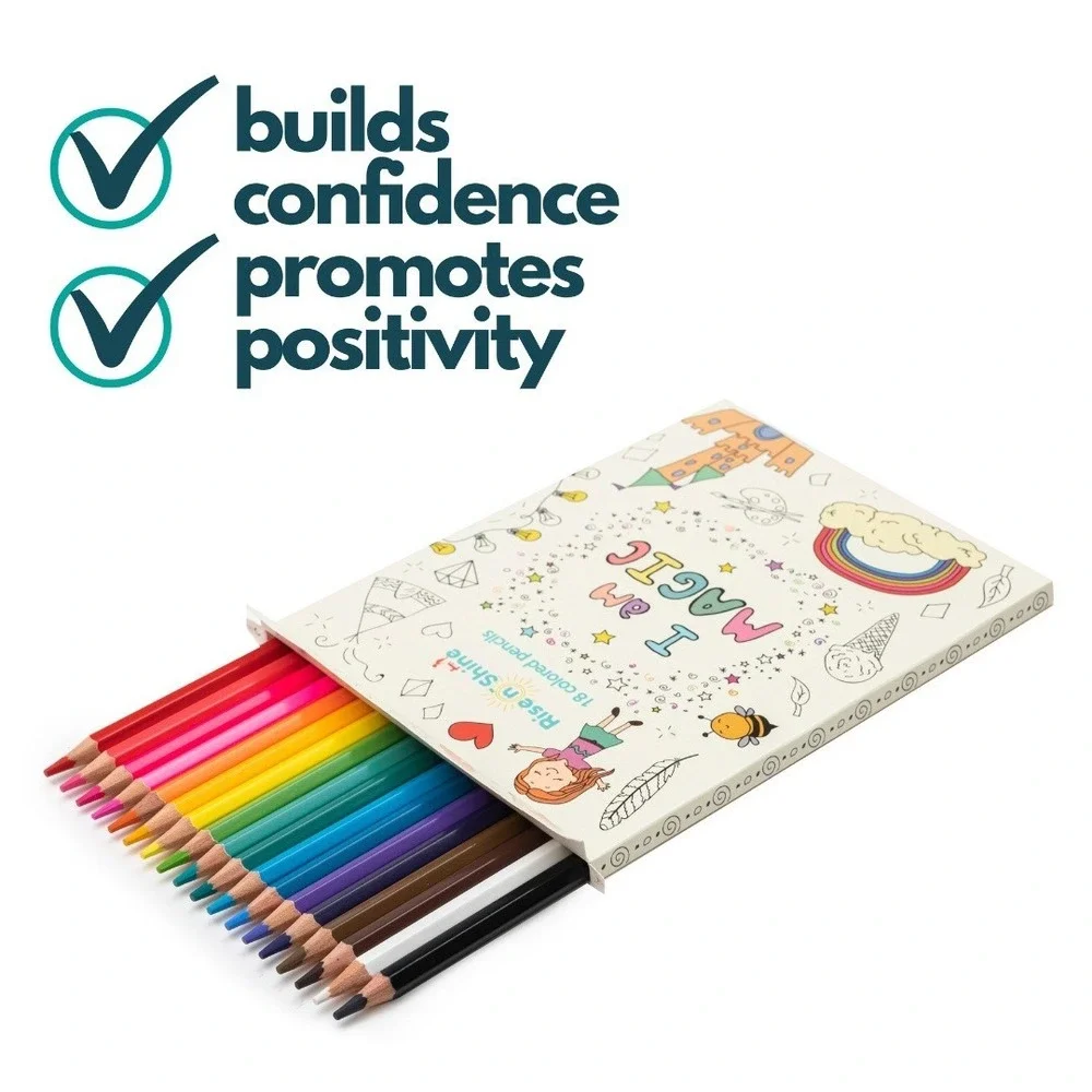 Girls Affirmation Coloring Set - 18 Quote Coloring Pencils & Coloring Book